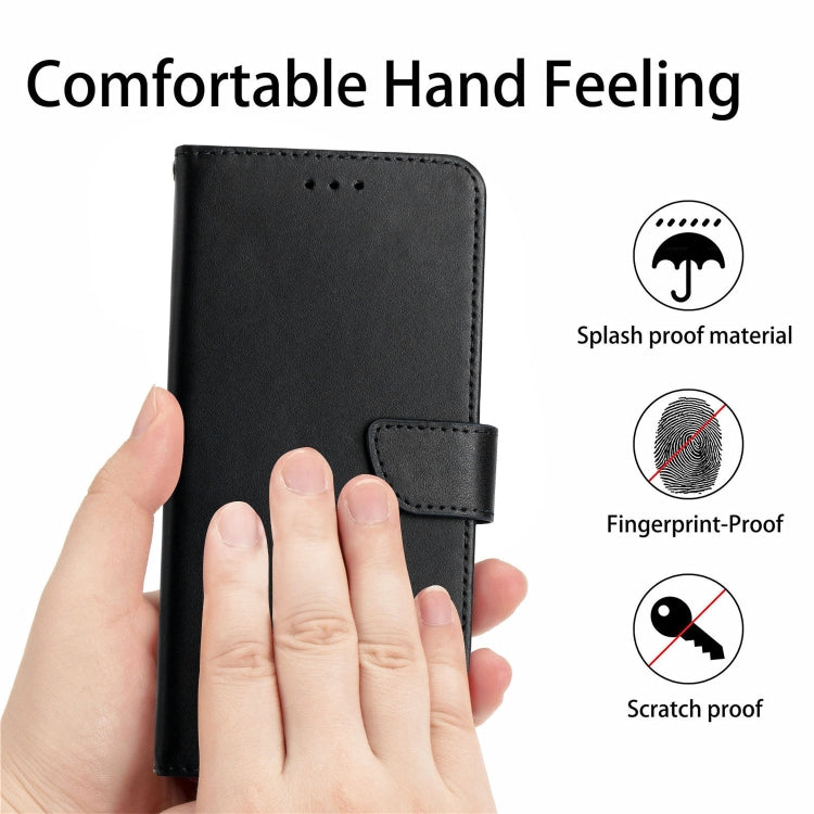 For Samsung Galaxy M55 5G HT02 Genuine Leather Fingerprint-proof Flip Phone Case(Black) - Galaxy Phone Cases by buy2fix | Online Shopping UK | buy2fix