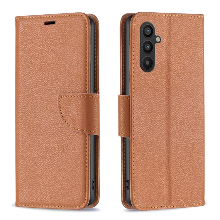 For Samsung Galaxy A34 5G Litchi Texture Pure Color Flip Leather Phone Case(Brown) - Galaxy Phone Cases by buy2fix | Online Shopping UK | buy2fix