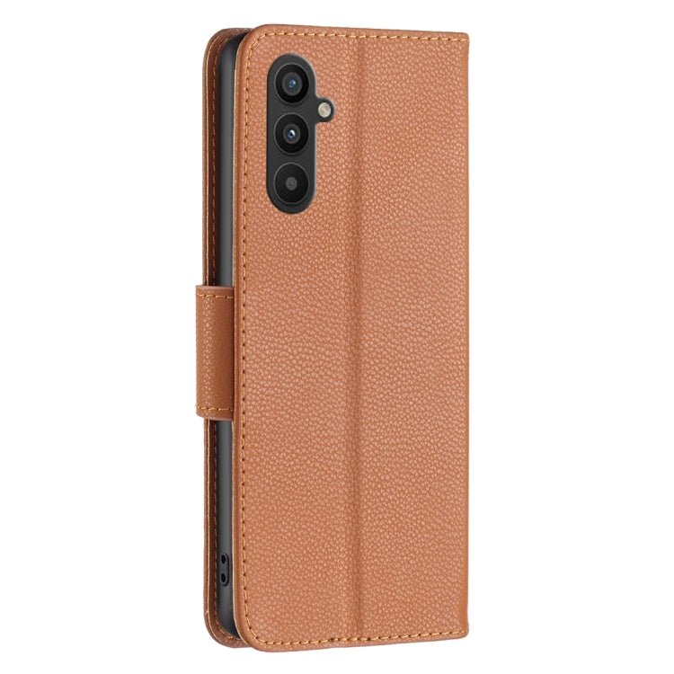 For Samsung Galaxy A34 5G Litchi Texture Pure Color Flip Leather Phone Case(Brown) - Galaxy Phone Cases by buy2fix | Online Shopping UK | buy2fix