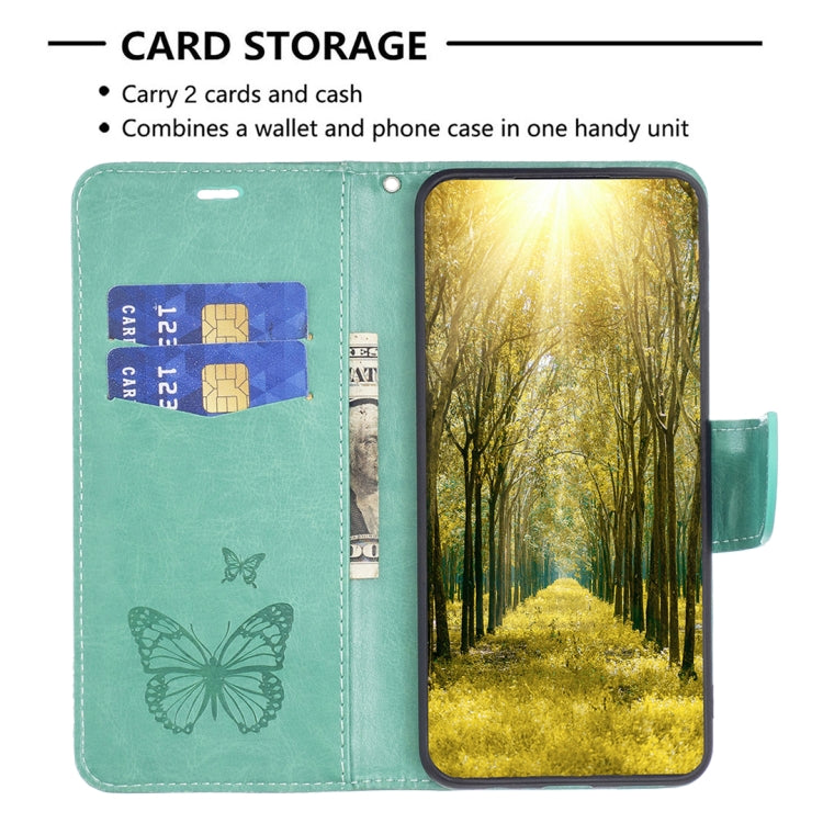 For Samsung Galaxy S24 Ultra 5G Embossing Two Butterflies Pattern Leather Phone Case(Green) - Galaxy S24 Ultra 5G Cases by buy2fix | Online Shopping UK | buy2fix