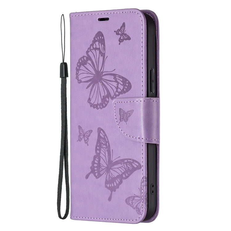 For Samsung Galaxy S24 5G Embossing Two Butterflies Pattern Leather Phone Case(Purple) - Galaxy S24 5G Cases by buy2fix | Online Shopping UK | buy2fix