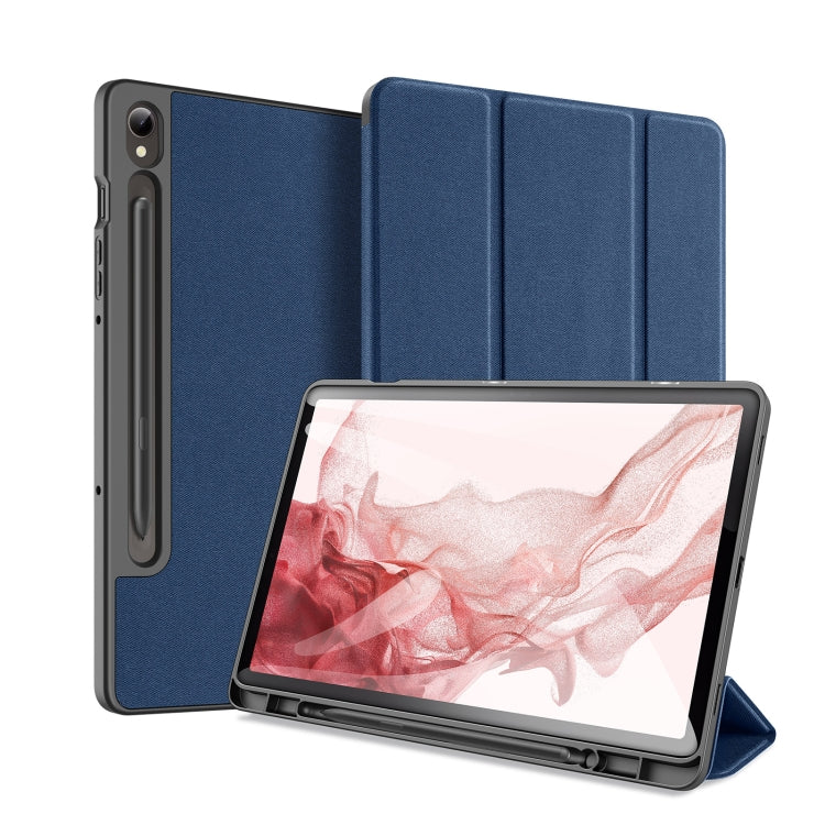 For Samsung Galaxy Tab S9 DUX DUCIS Domo Series Cloth Texture Magnetic Leather Tablet Case(Blue) - Galaxy Tab S9 Cases by DUX DUCIS | Online Shopping UK | buy2fix