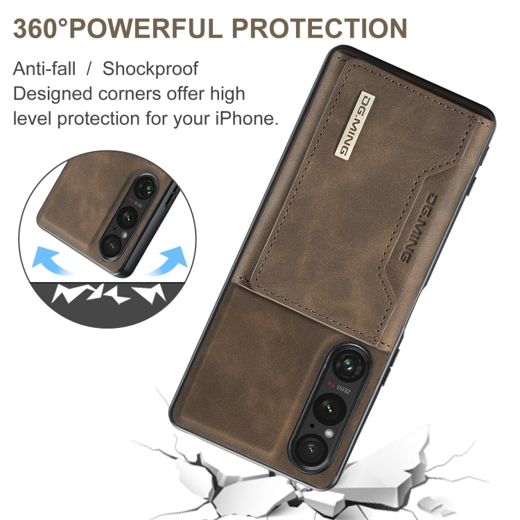 For Sony Xperia 1 VI DG.MING M2 Series 3-Fold Multi Card Bag + Magnetic Phone Case(Coffee) - Sony Cases by DG.MING | Online Shopping UK | buy2fix