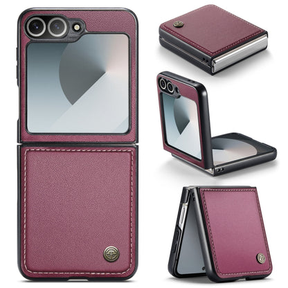 For Samsung Galaxy Z Flip6 5G CaseMe 023 Butterfly Buckle Litchi Texture RFID Anti-theft Leather Phone Case(Wine Red) - Galaxy Z Flip6 5G Cases by CaseMe | Online Shopping UK | buy2fix