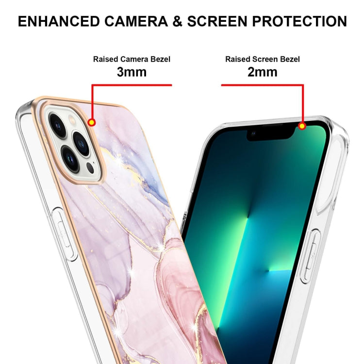 For iPhone 16 Pro Max Electroplating Marble Pattern Dual-side IMD TPU Shockproof Phone Case (Rose Gold 005) - iPhone 16 Pro Max Cases by buy2fix | Online Shopping UK | buy2fix