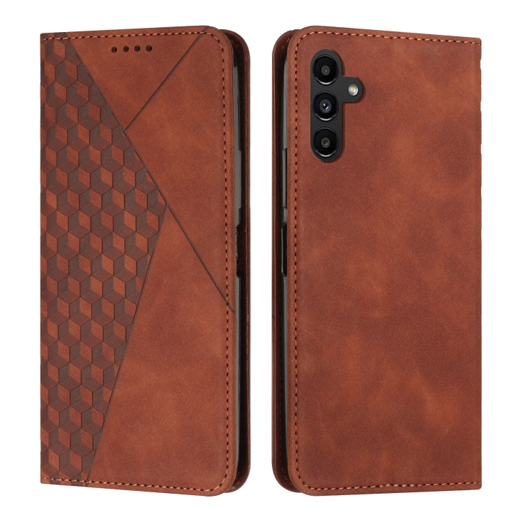 For Samsung Galaxy S24 Diamond Splicing Skin Feel Magnetic Leather Phone Case(Brown) - Galaxy S24 5G Cases by buy2fix | Online Shopping UK | buy2fix