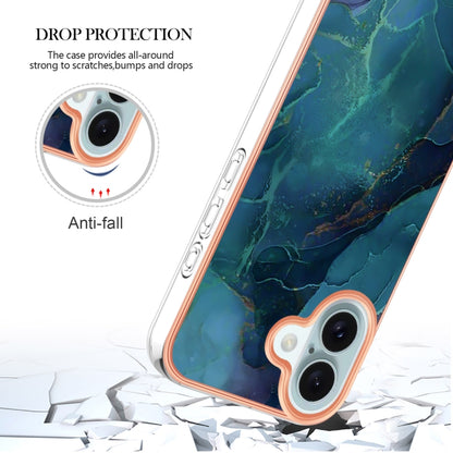 For iPhone 16 Electroplating Marble Dual-side IMD Phone Case(Green 017) - iPhone 16 Cases by buy2fix | Online Shopping UK | buy2fix