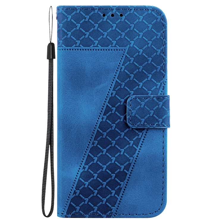 For iPhone SE 2024 Seven-shaped Embossed Leather Phone Case(Blue) - More iPhone Cases by buy2fix | Online Shopping UK | buy2fix