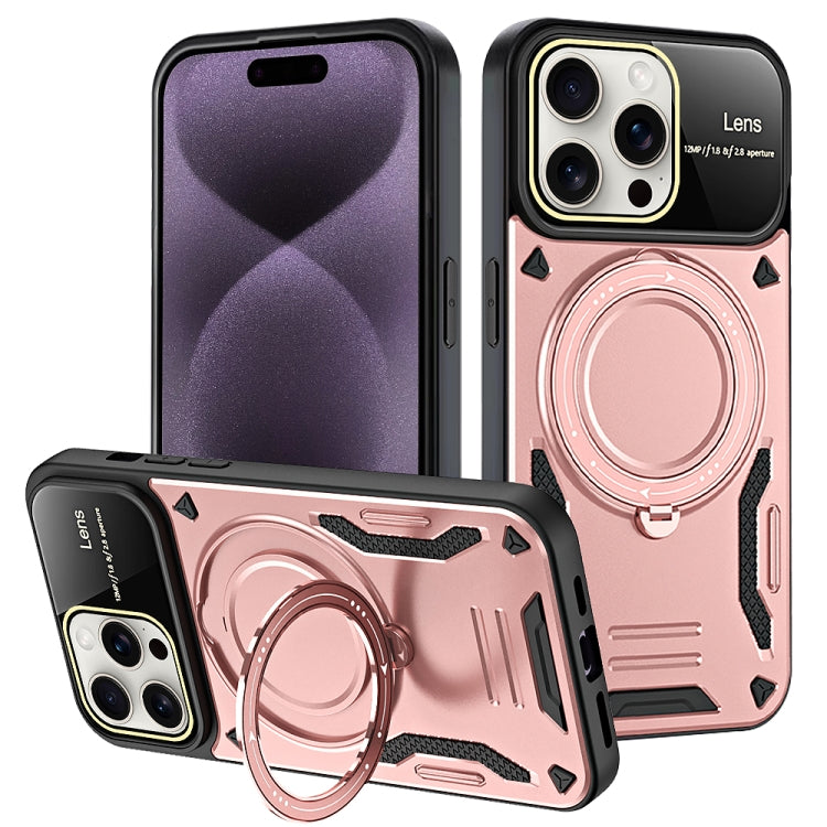 For iPhone 16 Pro Max Large Window MagSafe Holder Phone Case(Rose Gold) - iPhone 16 Pro Max Cases by buy2fix | Online Shopping UK | buy2fix