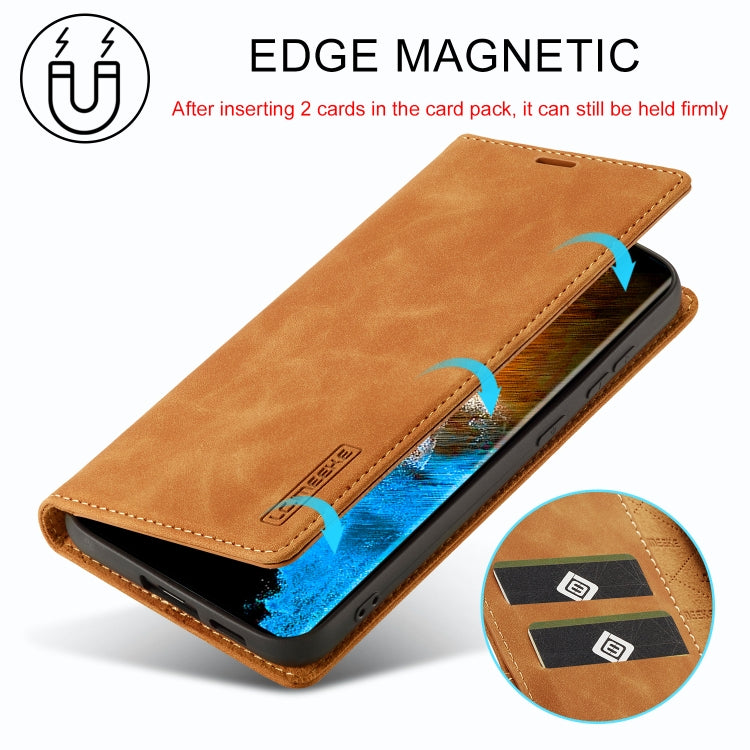 For Samsung Galaxy S24 5G LC.IMEEKE Strong Magnetism Microfiber Leather Phone Case(Brown) - Galaxy S24 5G Cases by LC.IMEEKE | Online Shopping UK | buy2fix