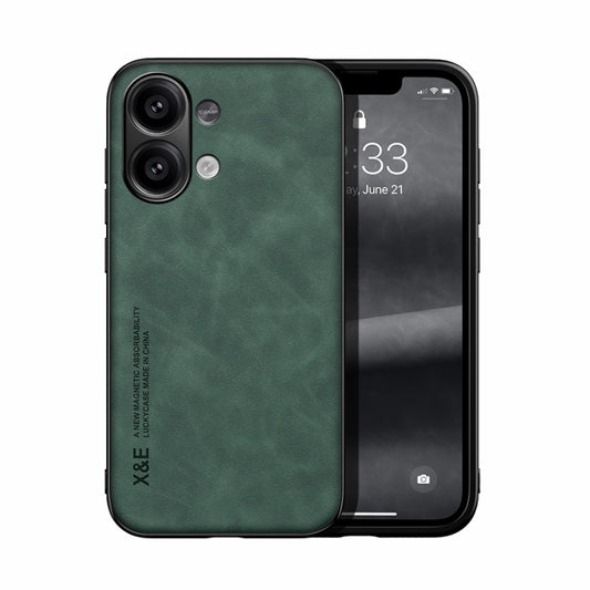 For Xiaomi Redmi Note 13 4G Skin Feel Magnetic Leather Back Phone Case(Green) - Note 13 Cases by buy2fix | Online Shopping UK | buy2fix
