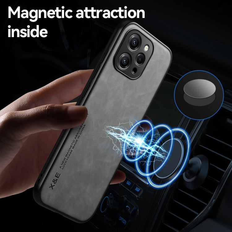 For Xiaomi Redmi K70 Skin Feel Magnetic Leather Back Phone Case(Light Grey) - K70 Cases by buy2fix | Online Shopping UK | buy2fix