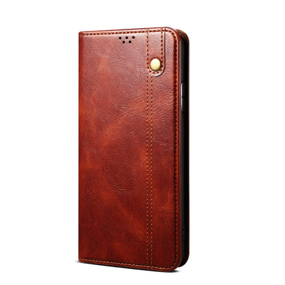 For OnePlus 12 Oil Wax Crazy Horse Texture Leather Phone Case(Brown) - OnePlus Cases by buy2fix | Online Shopping UK | buy2fix