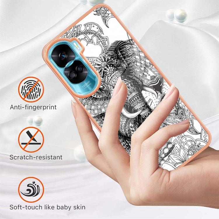 For Honor 90 Lite 5G Electroplating Marble Dual-side IMD Phone Case(Totem Elephant) - Honor Cases by buy2fix | Online Shopping UK | buy2fix