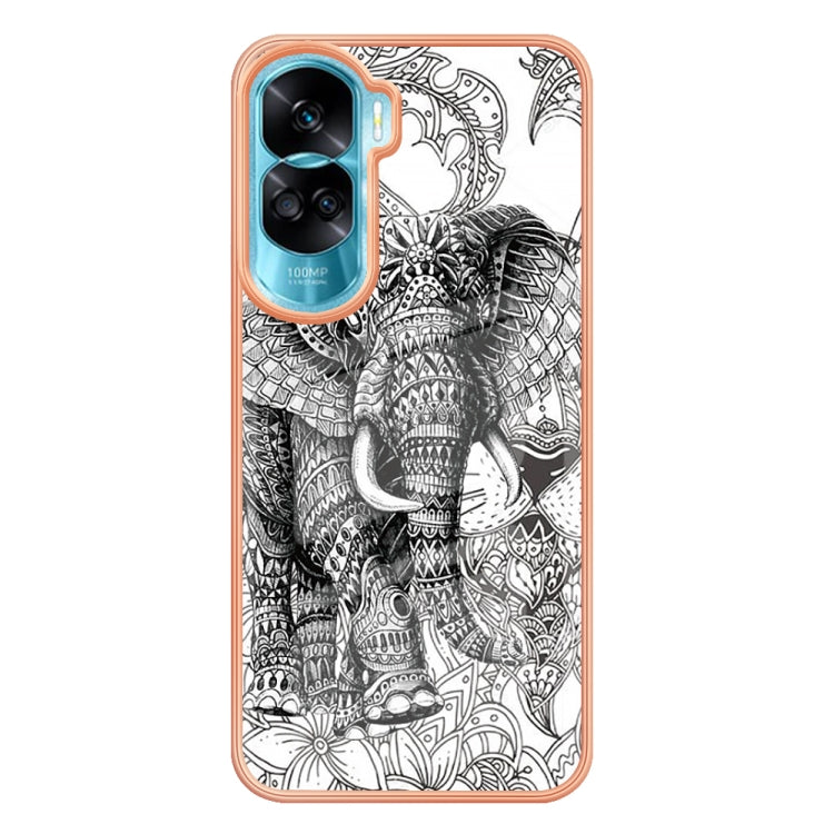 For Honor 90 Lite 5G Electroplating Marble Dual-side IMD Phone Case(Totem Elephant) - Honor Cases by buy2fix | Online Shopping UK | buy2fix