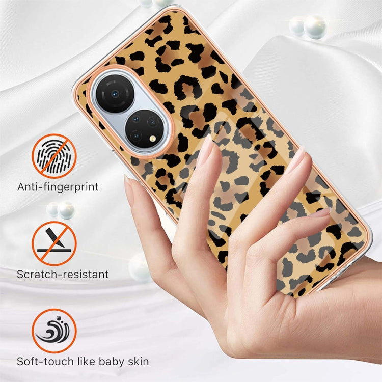 For Honor X7 Electroplating Marble Dual-side IMD Phone Case(Leopard Print) - Honor Cases by buy2fix | Online Shopping UK | buy2fix