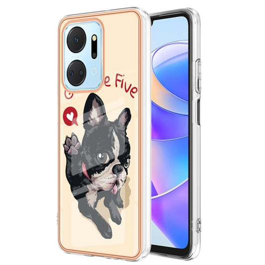 For Honor X7a Electroplating Marble Dual-side IMD Phone Case(Lucky Dog) - Honor Cases by buy2fix | Online Shopping UK | buy2fix