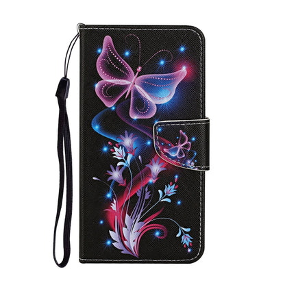 For iPhone 16 Pro Max 3D Colored Drawing Flip Leather Phone Case(Fluorescent Butterfly) - iPhone 16 Pro Max Cases by buy2fix | Online Shopping UK | buy2fix