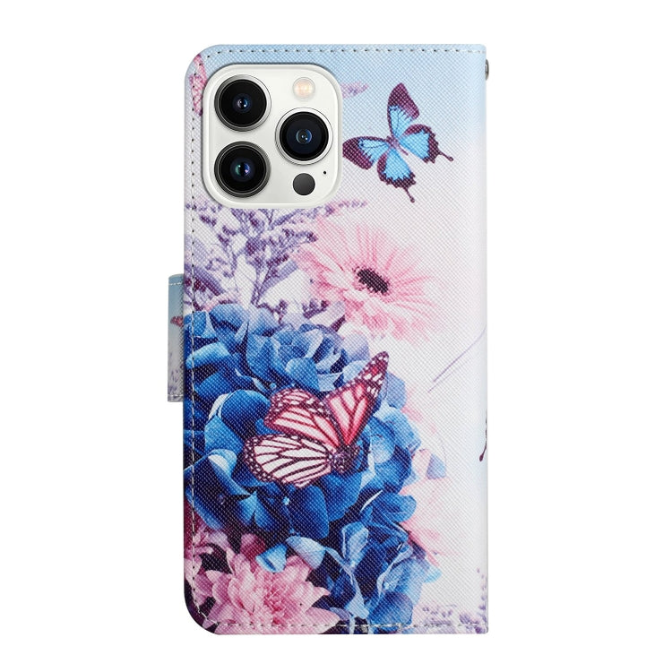 For iPhone 16 Pro Max 3D Colored Drawing Flip Leather Phone Case(Purple butterfly) - iPhone 16 Pro Max Cases by buy2fix | Online Shopping UK | buy2fix