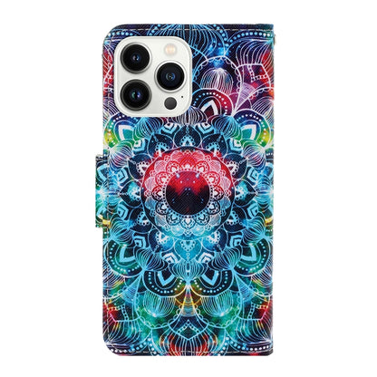 For iPhone 16 Pro Max 3D Colored Drawing Flip Leather Phone Case(Mandala) - iPhone 16 Pro Max Cases by buy2fix | Online Shopping UK | buy2fix