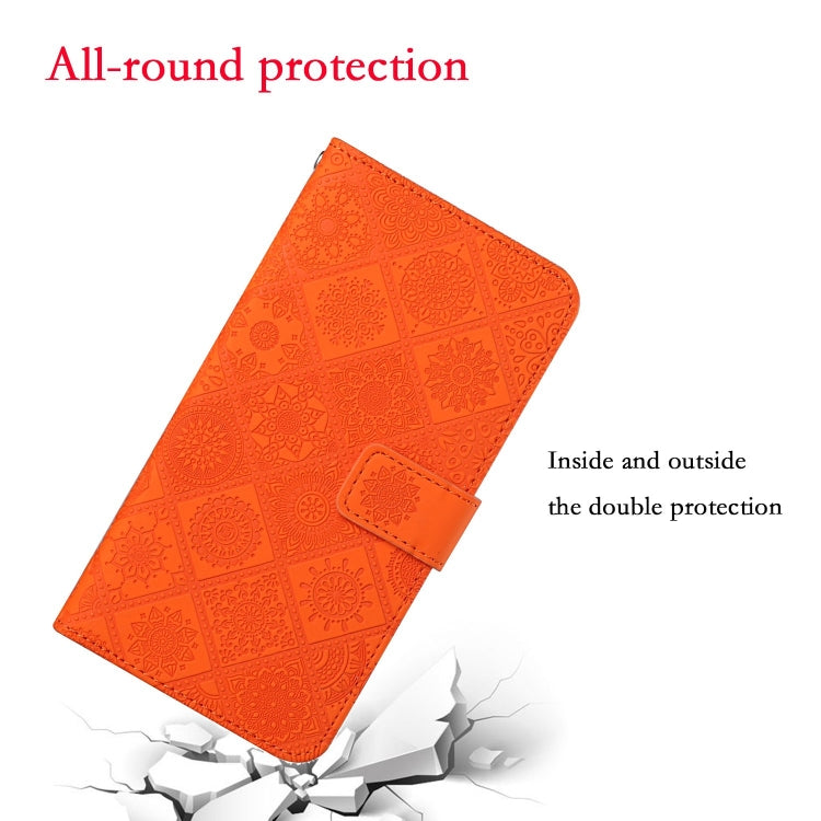 For iPhone 16 Pro Max Ethnic Style Embossed Pattern Leather Phone Case(Orange) - iPhone 16 Pro Max Cases by buy2fix | Online Shopping UK | buy2fix