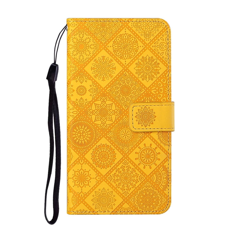 For iPhone 16 Pro Ethnic Style Embossed Pattern Leather Phone Case(Yellow) - iPhone 16 Pro Cases by buy2fix | Online Shopping UK | buy2fix