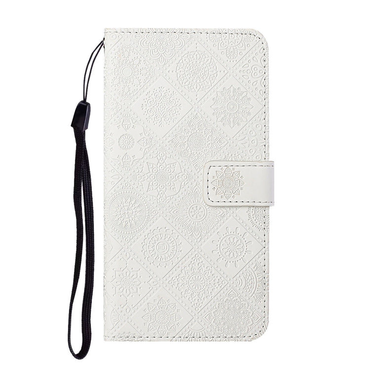 For iPhone 16 Plus Ethnic Style Embossed Pattern Leather Phone Case(White) - iPhone 16 Plus Cases by buy2fix | Online Shopping UK | buy2fix