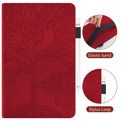 For Samsung Galaxy Tab S9 / S8 / S7 Life Tree Series Horizontal Flip Leather Tablet Case(Red) - Galaxy Tab S8 Cases by buy2fix | Online Shopping UK | buy2fix