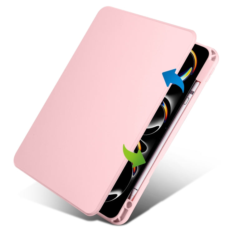 For iPad Pro 11 2024 Acrylic 360 Rotation Detachable Leather Tablet Case(Sand Pink) - iPad Pro 11 2024 Cases by buy2fix | Online Shopping UK | buy2fix