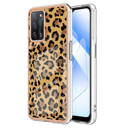 For OPPO A55 5G / A53s 5G / A54 4G Electroplating Marble Dual-side IMD Phone Case(Leopard Print) - OPPO Cases by buy2fix | Online Shopping UK | buy2fix