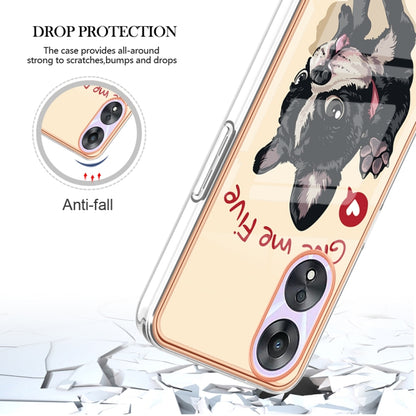 For OPPO A78 / A58 Electroplating Marble Dual-side IMD Phone Case(Lucky Dog) - OPPO Cases by buy2fix | Online Shopping UK | buy2fix