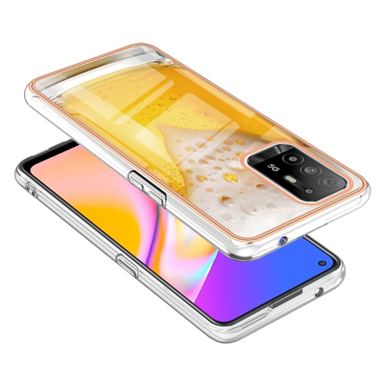 For OPPO A94 5G / A95 5G Electroplating Marble Dual-side IMD Phone Case(Draft Beer) - OPPO Cases by buy2fix | Online Shopping UK | buy2fix