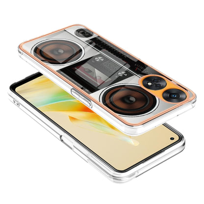 For OPPO Reno8 T 4G Electroplating Marble Dual-side IMD Phone Case(Retro Radio) - OPPO Cases by buy2fix | Online Shopping UK | buy2fix