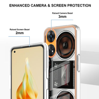 For OPPO Reno8 T 4G Electroplating Marble Dual-side IMD Phone Case(Retro Radio) - OPPO Cases by buy2fix | Online Shopping UK | buy2fix