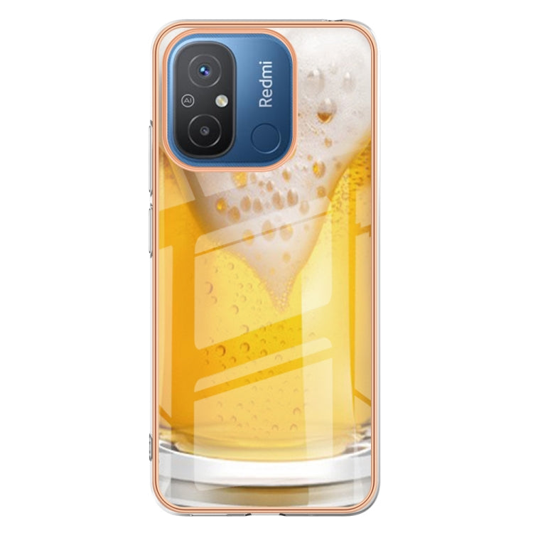 For Xiaomi Redmi 12C / 11A 4G Electroplating Marble Dual-side IMD Phone Case(Draft Beer) - Xiaomi Cases by buy2fix | Online Shopping UK | buy2fix