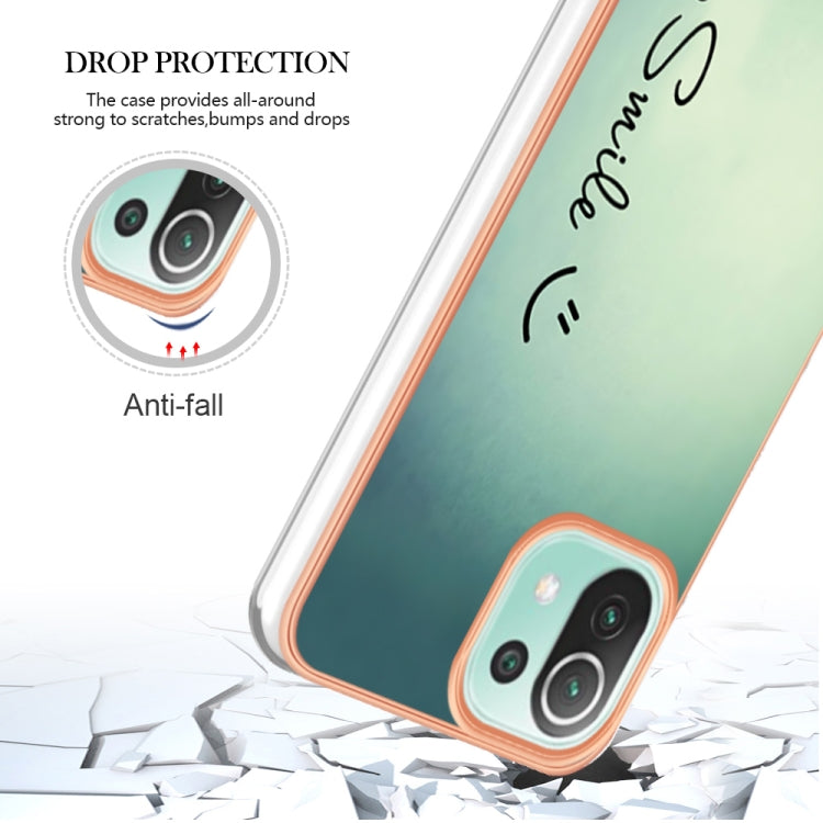 For Xiaomi 11 Lite Electroplating Marble Dual-side IMD Phone Case(Smile) - Xiaomi Cases by buy2fix | Online Shopping UK | buy2fix