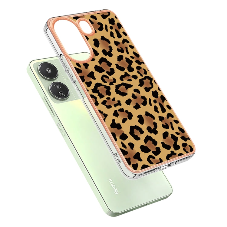 For Xiaomi Redmi 13C 4G Electroplating Marble Dual-side IMD Phone Case(Leopard Print) - 13C Cases by buy2fix | Online Shopping UK | buy2fix