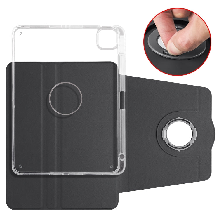 For iPad Air 11 2024 Clear Acrylic 360 Rotation Detachable Leather Tablet Case(Black) - iPad Air 11 2024 Cases by buy2fix | Online Shopping UK | buy2fix