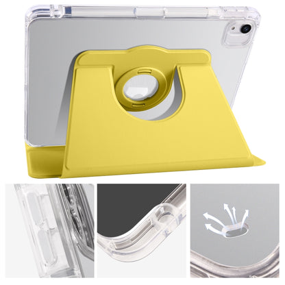 For iPad Air 11 2024 Clear Acrylic 360 Rotation Detachable Leather Tablet Case(Yellow) - iPad Air 11 2024 Cases by buy2fix | Online Shopping UK | buy2fix