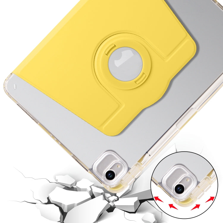 For iPad Air 13 2024 Clear Acrylic 360 Rotation Detachable Leather Tablet Case(Yellow) - iPad Air 13 2024 Cases by buy2fix | Online Shopping UK | buy2fix