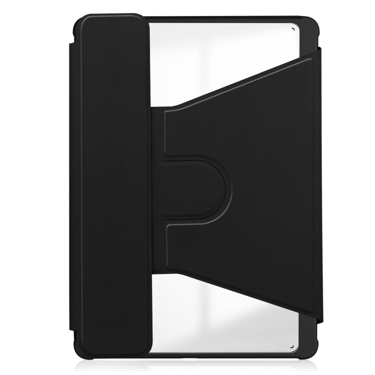 For Samsung Galaxy Tab S9 FE+ 360 Rotation Transparent Smart Leather Case(Black) - Galaxy Tab S9 FE+ by buy2fix | Online Shopping UK | buy2fix