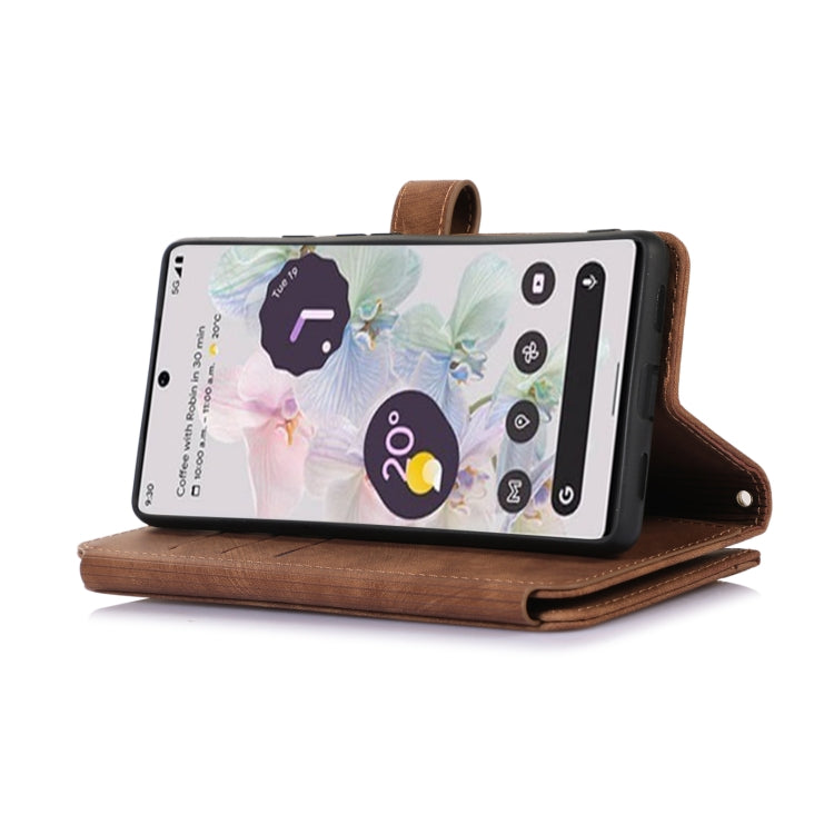 For Google Pixel 7a Dream 9-Card Wallet Zipper Bag Leather Phone Case(Brown) - Google Cases by buy2fix | Online Shopping UK | buy2fix