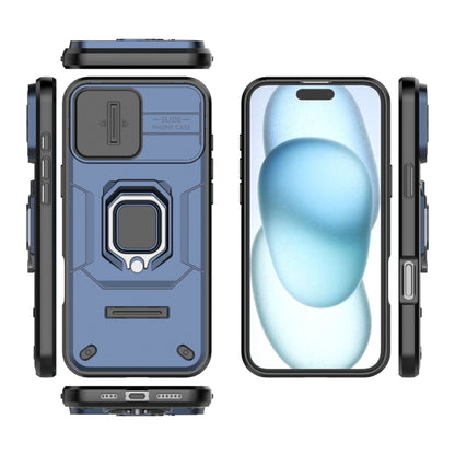 For iPhone 16 Plus Sliding Camshield TPU + PC Shockproof Phone Case with Holder(Blue) - iPhone 16 Plus Cases by buy2fix | Online Shopping UK | buy2fix