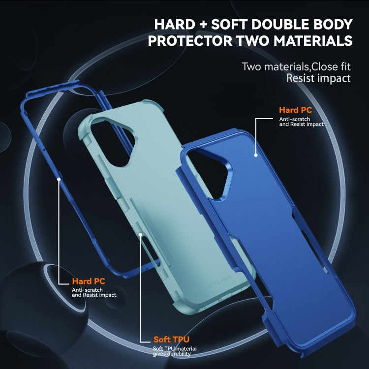 For iPhone 16 Commuter Shockproof TPU + PC Phone Case(Royal Blue+Grey Green) - iPhone 16 Cases by buy2fix | Online Shopping UK | buy2fix