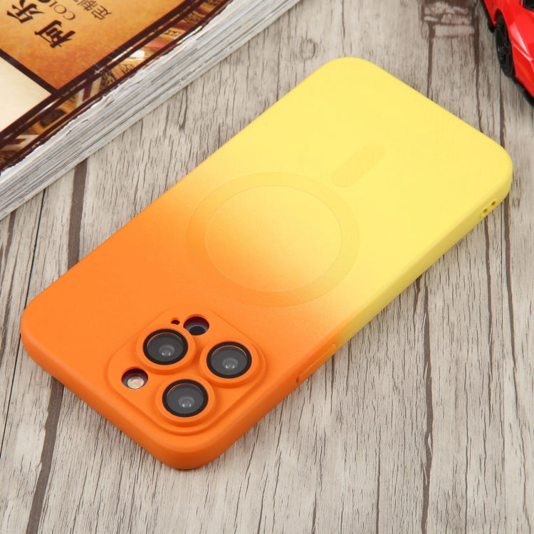 For iPhone 15 Pro Max Liquid TPU Silicone Gradient MagSafe Phone Case(Orange Yellow) - iPhone 15 Pro Max Cases by buy2fix | Online Shopping UK | buy2fix