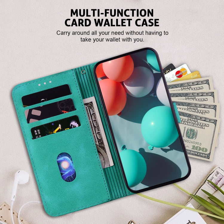 For Xiaomi Poco M6 Pro 4G 7-shaped Embossed Leather Phone Case(Green) - Xiaomi Cases by buy2fix | Online Shopping UK | buy2fix