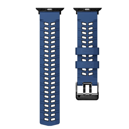 For Apple Watch Series 8 41mm Twill Dual-row Buckle Silicone Watch Band(Midnight Blue Black) - Watch Bands by buy2fix | Online Shopping UK | buy2fix