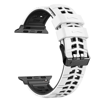 For Apple Watch Series 8 45mm Twill Dual-row Buckle Silicone Watch Band(White Black) - Watch Bands by buy2fix | Online Shopping UK | buy2fix