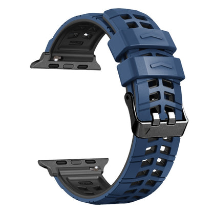 For Apple Watch SE 40mm Twill Dual-row Buckle Silicone Watch Band(Midnight Blue Black) - Watch Bands by buy2fix | Online Shopping UK | buy2fix