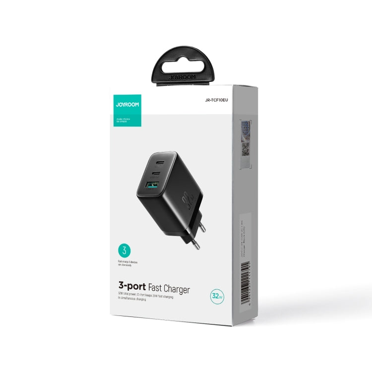 JOYRO0M JR-TCF10 32W Dual USB-C/Type-C+USB Fast Charger, Plug:EU Plug(Black) - USB Charger by JOYROOM | Online Shopping UK | buy2fix